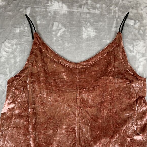 NWOT Freeway Crushed Velvet‎ Dress Women’s L Pink V neck Spaghetti Strap (0701) - Picture 3 of 15
